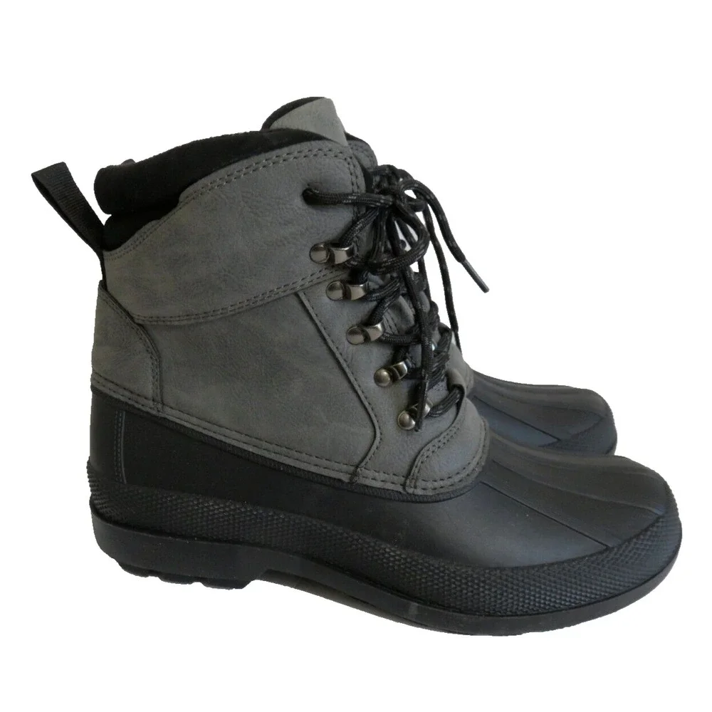 DENALI Winter Duck Boots‎ Expedition Black Rubber & Gray Leather Men's 8 EU 40.5